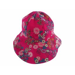 Palarie de vara cu boruri largi, ciclam cu flori, din bumbac 54 cm (4-6 ani)