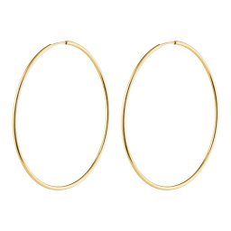 Cercei din Aur 14K pentru Adolescenti si Adulti, model Clasic Elegant tip Cerc, diametru 70 mm