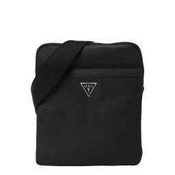 GUESS Geantă de umăr 'SAFFIANO ECO CROSSBODY FLAT' negru / argintiu