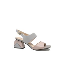 Sandale elegante Feeling, blue pink, din piele naturală, cu toc piramidă FLG2403-36 EU