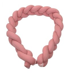 Aparatoare laterala pat Bumper impletit cu inchidere velcro, Bumbac Tricot Roz, 180x21 cm