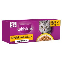 WHISKAS Adult plic 80x85 g Deliciu pasăre pentru pisici în jeleu, bucăți cu pui, rață, pasăre și curcan
