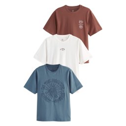 Next Tricou albastru porumbel / maro ruginiu / alb