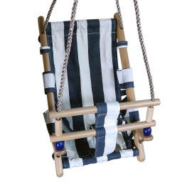 Leagan pentru copii, textil/lemn, albastru, max 70 kg, 36x24x45 cm