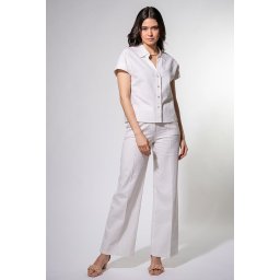 Pantaloni albi Aylin din in