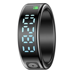 Inel inteligent, Smart Ring, EM-SR08, Rezistent la apă 5 ATM, monitorizează sănătatea 24/24, oxigenul din sânge, ritmul cardiac, analiză detaliată somn, oțel negru - #11 (64,6 mm)