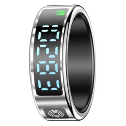 Inel inteligent, Smart Ring, EM-SR08-SILVER, Rezistent la apă 5 ATM, monitorizează sănătatea 24/24, oxigenul din sânge, ritmul cardiac, analiză detaliată somn, oțel silver - #11 (64,4 mm)