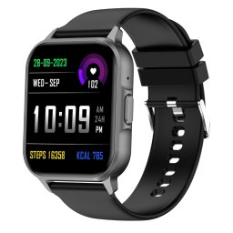 Smartwatch COOSTAR®, Ceas Inteligent Unisex, EM-CR0069-BLACK, ecran TFT 1,83”, Rezoluție 240 x 284 px, Apeluri Bluetooth 5.1, Multiple monitorizări sănătate și moduri sport, Brațară silicon negru