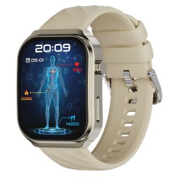 Smartwatch COOSTAR®, Ceas Inteligent Unisex, EM-CR030-BEIGE, ecran TFT 2,2”, Rezoluție 320 x 386 px, Procesor JL7012F, Oximetru, Tensiometru, Aplicație FitCloud Pro, Apeluri Bluetooth 5.2, Multiple monitorizări sănătate și moduri sport, Brațară silicon be