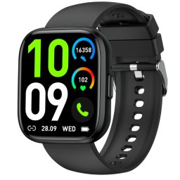 Smartwatch COOSTAR®, Ceas Inteligent Unisex, EM-CR077-BLACK, ecran TFT 1,85”, Rezoluție 240x284, Procesor JL7012F6, Oximetru, Tensiometru, Aplicație DaFit, Apeluri Bluetooth 5.2, Multiple monitorizări sănătate și moduri sport, Brațară silicon negru