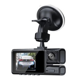 Cameră video auto triplă, 3 canale DVR, Dash Cam S19, WiFi, Night Vision, Rezolutie 1920x1080, Câmp vizual ultralarg