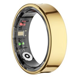 Inel inteligent, Smart Ring, TSR09, Rezistent la apă 5 ATM, monitorizează nivelul de stres, oxigenul din sânge, temeperatura, ritmul cardiac, analiză somn, oțel gold - #7 (54,4 mm)
