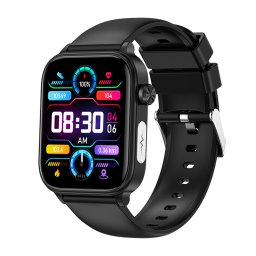 Ceas inteligent unisex, Smartwatch, IXIU®, ET570, ecran AMOLED 1.95", rezoluție 320x385, Procesor Realtek 8763E, Aplicație HBand, Termometru, Glucometru, Oximetru, ECG, Evaluare emoțională, Monitorizare sănătate și diverse moduri sport, curea neagră