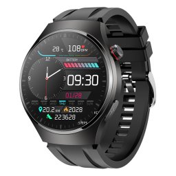 Ceas inteligent unisex, Smartwatch, IXIU®, MT200, ecran TFT HD 1.43", rezoluție 466x466, Procesor JL7013A, Aplicație HBand, Glucometru, ECG, Termometru, Monitorizare sănătate și diverse moduri sport, curea neagră, carcasă neagră