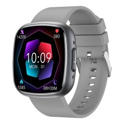 Ceas inteligent unisex, Smartwatch, IXIU®, ET593, ecran AMOLED 1.75", rezoluție 360x36, Procesor 7013A, Aplicație HBand, Glucometru, Oximetru, ECG, Detectare emoții, Monitorizare sănătate și diverse moduri sport, curea silver
