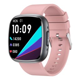 Ceas inteligent unisex, Smartwatch, IXIU®, ET593, ecran AMOLED 1.75", rezoluție 360x36, Procesor 7013A, Aplicație HBand, Glucometru, Oximetru, ECG, Detectare emoții, Monitorizare sănătate și diverse moduri sport, curea roz