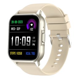 Ceas inteligent unisex, Smartwatch, IXIU®, ZW36, ecran TFT HD 1.83", rezoluție 240x284, Procesor JL7012F6, Aplicație DaFit, Monitorizare sănătate și diverse moduri sport, curea beige