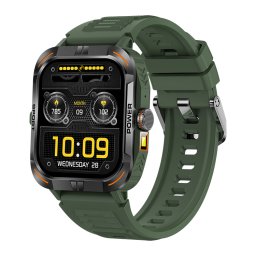 Ceas inteligent unisex, Smartwatch, IXIU®, ZW69, ecran AMOLED HD 1.97", rezoluție 390x450, Procesor JL7012A6, Busolă, Barometru, Altimetru, Aplicație FitCloudPro, Monitorizare sănătate și diverse moduri sport, curea verde