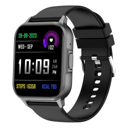 Ceas inteligent unisex, Smartwatch, IXIU®, ZW36, ecran TFT HD 1.83", rezoluție 240x284, Procesor JL7012F6, Aplicație DaFit, Monitorizare sănătate și diverse moduri sport, curea neagră