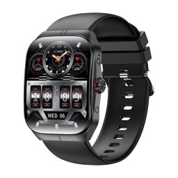 Ceas inteligent unisex, Smartwatch, IXIU®, HK80, ecran AMOLED 1.95", rezoluție 410x502, Procesor BLUETRUM AB5681G, NFC, Aplicație FitClourPro, Monitorizare sănătate și diverse moduri sport, negru