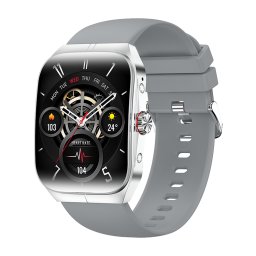 Ceas inteligent unisex, Smartwatch, IXIU®, HK80, ecran AMOLED 1.95", rezoluție 410x502, Procesor BLUETRUM AB5681G, NFC, Aplicație FitClourPro, Monitorizare sănătate și diverse moduri sport, culoare curea silver