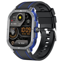 Smartwatch IXIU®, Ceas Inteligent Bărbătesc, HK56, Ecran AMOLED 2.06” HDR10+, Rezoluție 410x502, Procesor JL7012A6, NFC, Aplicație CoFit, Apeluri Bluetooth 5.3, Multiple monitorizări sănătate și moduri sport, curea de silicon, albastru
