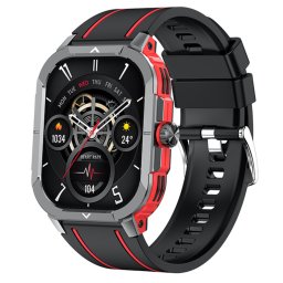 Smartwatch IXIU®, Ceas Inteligent Bărbătesc, HK56, Ecran AMOLED 2.06” HDR10+, Rezoluție 410x502, Procesor JL7012A6, NFC, Aplicație CoFit, Apeluri Bluetooth 5.3, Multiple monitorizări sănătate și moduri sport, curea de silicon, roșu