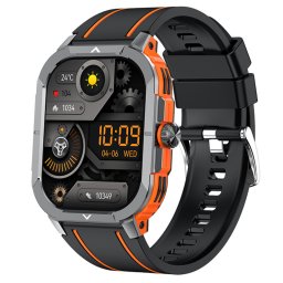 Smartwatch IXIU®, Ceas Inteligent Bărbătesc, HK56, Ecran AMOLED 2.06” HDR10+, Rezoluție 410x502, Procesor JL7012A6, NFC, Aplicație CoFit, Apeluri Bluetooth 5.3, Multiple monitorizări sănătate și moduri sport, curea de silicon, orange