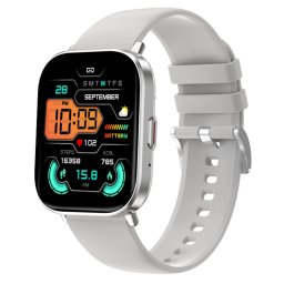 Smartwatch COOSTAR®, Ceas Inteligent Unisex, CR061, ecran 2.1” IPS HD, Rezoluție 240x296, Procesor JL7013F6, Aplicație FitCloudPro, Apeluri Bluetooth 5.0, Multiple monitorizări sănătate și moduri sport, curea de silicon, silver