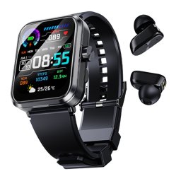 Smartwatch IXIU®, Ceas Inteligent Unisex, S6, 2 în 1 Căști încorporate, Ecran 1,85” TFT Color, Rezoluție 240x284, Procesor JL7012F6, Aplicație FitCloudPro, Apeluri Bluetooth 5.0, Oximetru, Tensiometru, ECG, Multiple monitorizări sănătate și moduri sport, 