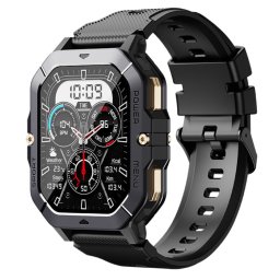 Smartwatch IXIU®, Ceas Inteligent Bărbătesc, C28, Ecran 2,02” TFT, Rezoluție 320x390, Procesor JL7012F6, Aplicație DaFit, Apeluri Bluetooth 5.0, Multiple monitorizări sănătate și moduri sport, curea de silicon, negru