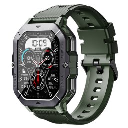 Smartwatch IXIU®, Ceas Inteligent Bărbătesc, C28, Ecran 2,02” TFT, Rezoluție 320x390, Procesor JL7012F6, Aplicație DaFit, Apeluri Bluetooth 5.0, Multiple monitorizări sănătate și moduri sport, curea de silicon, verde