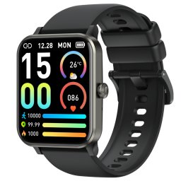 Smartwatch COOSTAR®, Ceas Inteligent Unisex, CR054, ecran 1.83” TFT, Rezoluție 240x284, Procesor JL7013A, Aplicație ZmooFit, Apeluri Bluetooth 5.2, Glucometru, Multiple monitorizări sănătate și moduri sport, curea de silicon, negru