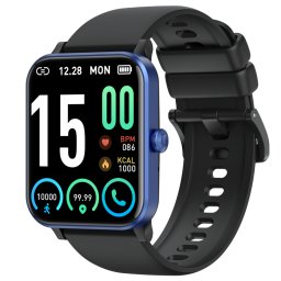 Smartwatch COOSTAR®, Ceas Inteligent Unisex, CR054, ecran 1.83” TFT, Rezoluție 240x284, Procesor JL7013A, Aplicație ZmooFit, Apeluri Bluetooth 5.2, Glucometru, Multiple monitorizări sănătate și moduri sport, curea de silicon, negru/albastru