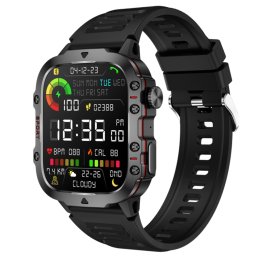 Smartwatch COOSTAR®, Ceas Inteligent Bărbătesc, QX11, ecran HD 1,96”, Rezoluție 240x282, Design Militar, Procesor Realtek 8763EW, Aplicație FitCloudPro, Apeluri Bluetooth 5.2, Multiple monitorizări sănătate și moduri sport, curea de silicon, negru