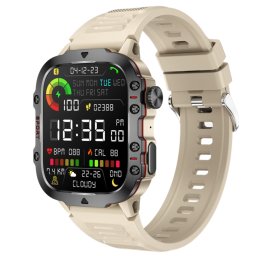 Smartwatch COOSTAR®, Ceas Inteligent Bărbătesc, QX11, ecran HD 1,96”, Rezoluție 240x282, Design Militar, Procesor Realtek 8763EW, Aplicație FitCloudPro, Apeluri Bluetooth 5.2, Multiple monitorizări sănătate și moduri sport, curea de silicon, gold