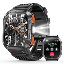 Smartwatch COOSTAR®, Ceas Inteligent Bărbătesc, CR067, ecran TFT HD 2,02”, Rezoluție 320x390, Procesor RTL8763EWE, Aplicație FitCloudPro, Apeluri Bluetooth 5.2, Lanternă LED, Tensiometru, Oximetru, Multiple monitorizări sănătate și moduri sport, curea de 