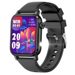 Smartwatch COOSTAR®, Ceas Inteligent Unisex, CR067, ecran IPS HD 1,85”, Rezoluție 240x280, Procesor Bluetrum AB5681G, Aplicație FitCloudPro, Apeluri Bluetooth 5.4, Lanternă LED, Multiple monitorizări sănătate și moduri sport, curea de silicon, negru