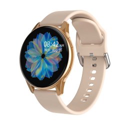 Smartwatch COOSTAR®, Ceas Inteligent Unisex, T2PRO, ecran IPS HD 1,28”, Rezoluție 240x284, Procesor Bluetrum AB5681G, Aplicație FitCloudPro, Apeluri Bluetooth 5.4, Multiple monitorizări sănătate și moduri sport, curea de silicon, gold