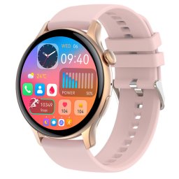 Smartwatch COOSTAR®, Ceas Inteligent Unisex, HK85, ecran AMOLED UltraHD 1,43”, Rezoluție 466x466, Procesor Jerry 7012A6S, NFC, Aplicație CoFit, Apeluri Bluetooth 5.0, Multiple monitorizări sănătate și moduri sport, curea de silicon, rose