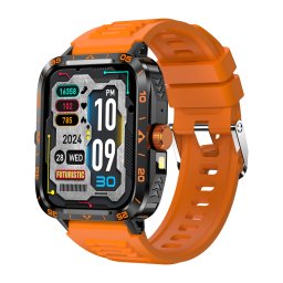 Smartwatch COOSTAR®, Ceas Inteligent Bărbătesc, CR071, ecran HD 1,95”, Rezoluție 240x282, Procesor JL7012F6, Lanternă LED, Aplicație FitCloudPro, Apeluri Bluetooth 5.1, Multiple monitorizări sănătate și moduri sport, curea de silicon, orange