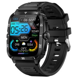 Smartwatch COOSTAR®, Ceas Inteligent Bărbătesc, KT71, ecran HD 1,96”, Rezoluție 240x282, Procesor JL7012F6, Aplicație DaFit, Apeluri Bluetooth 5.2, Multiple monitorizări sănătate și moduri sport, curea de silicon, negru
