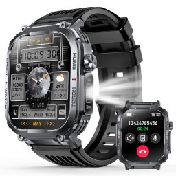 Smartwatch TWINKLER®, Ceas Inteligent Bărbătesc, TKY-S320B, ecran TFT 2,02”, Rezoluție 320x390 HD, Procesor Realtek 8763EWE, Aplicație FitCloudPro, Apeluri Bluetooth 5.2, Busolă digitală, Lanternă LED, 3 ATM, Multiple monitorizări sănătate și moduri sport