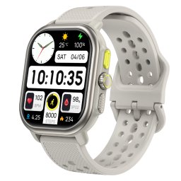Smartwatch TWINKLER®, Ceas Inteligent Unisex, TKY-P106, ecran AMOLED 2,06”, Rezoluție 410×502, Procesor ATS3085L, Lanternă LED, GPS, Aplicație FitCloudPro, Apeluri Bluetooth 5.3, Multiple monitorizări sănătate și moduri sport, Curea silicon, silver