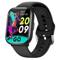 Smartwatch TWINKLER®, Ceas Inteligent Unisex, TKY-KT73S, ecran AMOLED 1.85”, Rezoluție 240×280, Procesor BT8959T5, Aplicație FitCloudPro, Apeluri Bluetooth 5.3, Multiple monitorizări sănătate și moduri sport, Curea silicon, negru