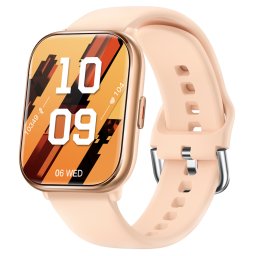 Smartwatch TWINKLER®, Ceas Inteligent Unisex, TKY-KT73S, ecran AMOLED 1.85”, Rezoluție 240×280, Procesor BT8959T5, Aplicație FitCloudPro, Apeluri Bluetooth 5.3, Multiple monitorizări sănătate și moduri sport, Curea silicon, gold