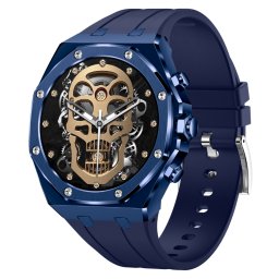 Smartwatch TWINKLER®, Ceas Inteligent Bărbătesc, TKY-AK68, ecran TFT HD 1.43”, Rezoluție 466×466, Procesor JL7013A, Aplicație DaFit, Apeluri Bluetooth 5.2, Multiple monitorizări sănătate și moduri sport, Curea silicon, albastru