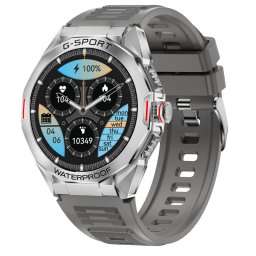 Smartwatch TWINKLER®, Ceas Inteligent Bărbătesc, TKY-FT07, ecran IPS TFT 1.46”, Rezoluție 360×360, Procesor Realtek 8763EWE, Aplicație FitCloudPro, Apeluri Bluetooth 5.2, Multiple monitorizări sănătate și moduri sport, Curea silicon, gri-argintiu