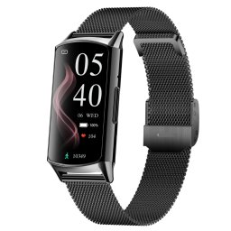 Smartwatch TWINKLER®, Ceas Inteligent de Damă, TKY-H29, ecran Amoled 1.58”, Rezoluție 228×460, Procesor Realtek 8763EWE, Aplicație FitCloudPro, Apeluri Bluetooth 5.2, Multiple monitorizări sănătate și moduri sport, Curea metalică, negru