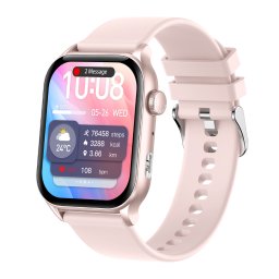 Smartwatch TWINKLER®, Ceas Inteligent Unisex, TKY-KR86, ecran AMOLED 1.952”, Rezoluție 410×502, Procesor Realtek 8763EWE, Lanternă LED, Aplicație FitCloudPro, Apeluri Bluetooth 5.2, Multiple monitorizări sănătate și moduri sport, Curea silicon, rose